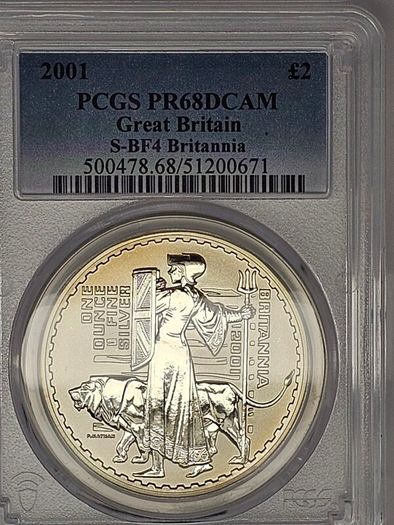Great Britain Silver Proof 2001 1oz Britannia Una and the Lion PCGS PR68DCAM