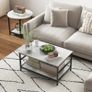 Coffee table set, 2 side tables, marble-look, adjustable feet, steel, Black White Image 3