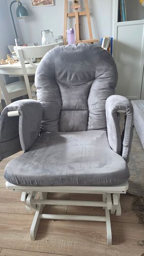 Grey Reclining Glider Chair & Footrest | Excellent Comfort