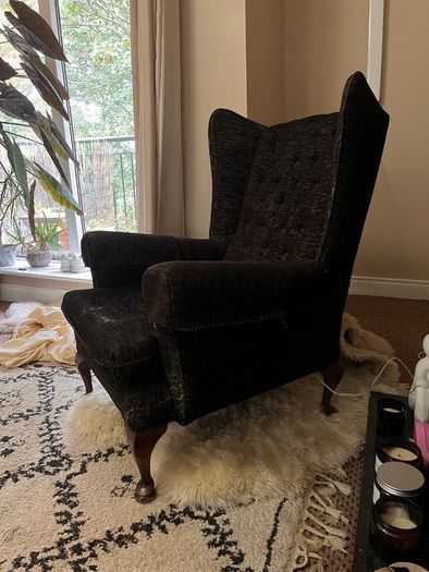 Charcoal Wingback Arm Chair