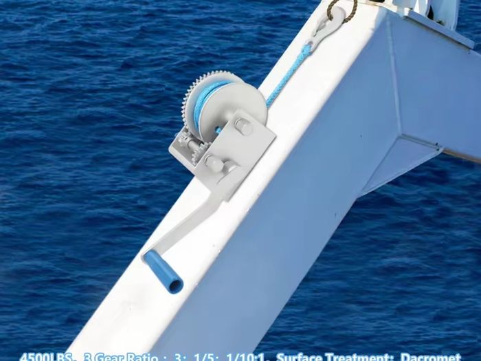 4500 Pound Manual Winch With Nylon with Locking Function Hand Winch with 3 Gear Ratios For Yacht Boat Trailer etc