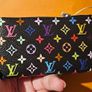 Louis Vuitton X Takashi Murakami Collection Key Pouch Cle in Black Background with Multicolour Logo Image 3