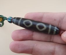 Vintage 2 Eyes Himalayan Tibetan Unique Pattern Agate Dzi Bead