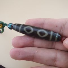 Vintage 2 Eyes Himalayan Tibetan Unique Pattern Agate Dzi Bead