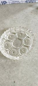 Vintage Clear Glass Ashtray / wine coster Snowflake Design Pattern, Immaculate Condition.