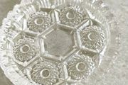 Vintage Clear Glass Ashtray / wine coster Snowflake Design Pattern, Immaculate Condition.