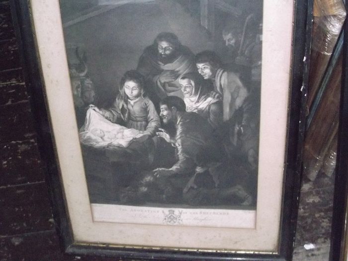 a antique old master  engraving of the adoration of the shepperds.date 1775