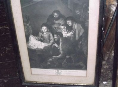 a antique old master  engraving of the adoration of the shepperds.date 1775