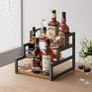 3-Tier Liquor Bottle Display Shelf, Syrup Organizer Stand, Wine Rack Countertop Storage Shelf Stand Liquor Cabinet for Home Mini Bar, Kitchen Coffee Station, Rustic Brown and Black Image 7
