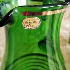 Bohemian Green and Gold Jug & Glasses set