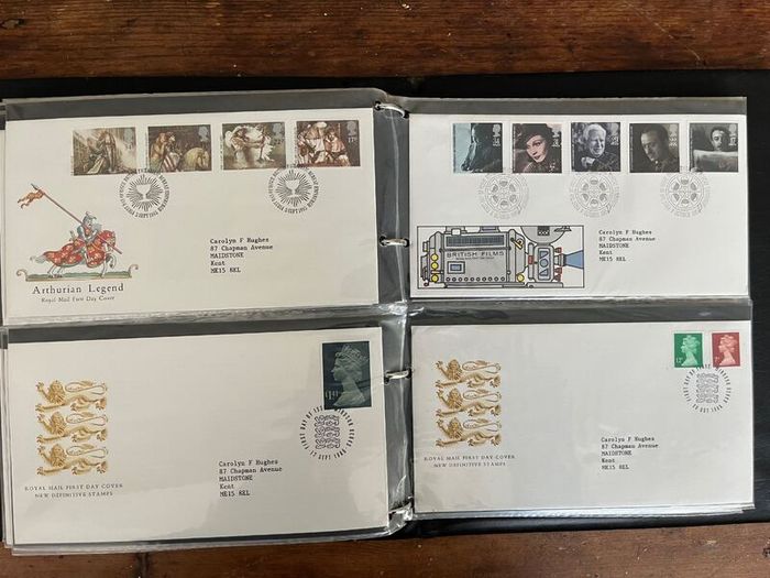 Collection of  81 UK First Day Cover stamps 1980 to 1986 in album plus 10 extra pages