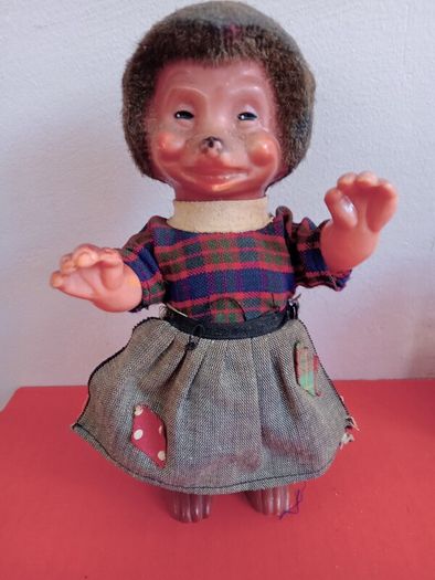 Vintage  Wind Up Hedgehog Doll 7" Tall 1950s-60s