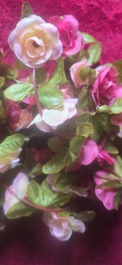Selection 1 - 2 x  Pink and Peach  Fake Artificial Flowers  Rose  Garland, approx 2.5m long each Wedding Arch
