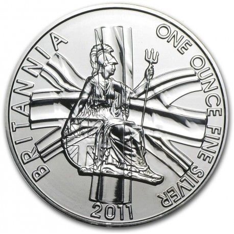 2011 UK 2 Pounds 1 oz Silver Bullion Coin Britannia BU (In Capsule)