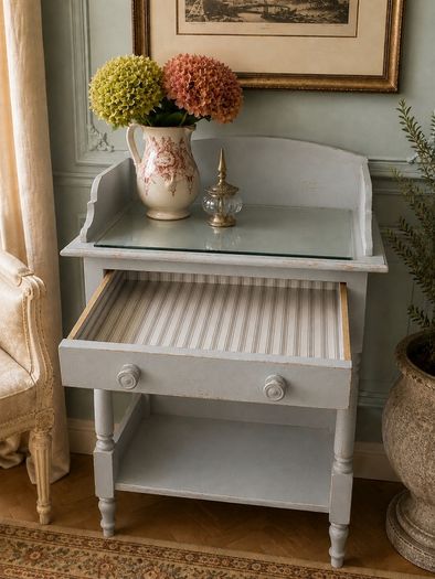 Vintage glass top Wash Stand. Fully restored
