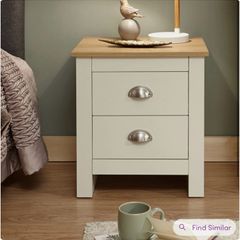 Bedside Table Loretta 45cm W Wood Cream Color