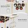 2 Tier Mobile Bar Serving Cart, Drinks Trolley on Wheels, Gold Bar Cart with Wine Rack and Glass Holder, Storage Trolley, Indoor/Outdoor Rolling Cart for Living Room Kitchen Party Image 3