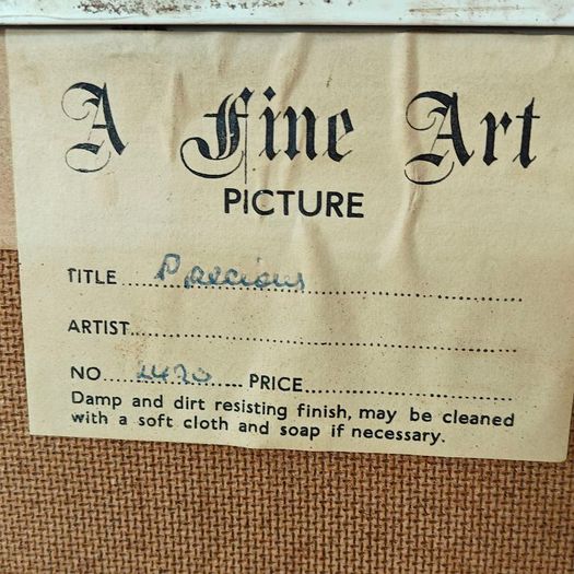 Vintage 1960a framed textured print entitled "Precious" by artist Armando Gentilini,  kitsch