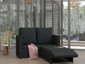 2 Piece Garden Lounge Set with Cushions Poly Rattan Black