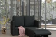2 Piece Garden Lounge Set with Cushions Poly Rattan Black