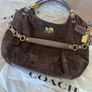 Chocolate brown suede coach bag. Rare item. Image 2