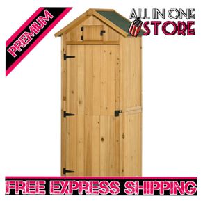 Garden Shed Vertical Utility 3 Shelves Shed Wood Outdoor Garden Tool Storage Unit Storage Cabinet, 77 x 54.2 x 179cm (FREE SHIPPING)