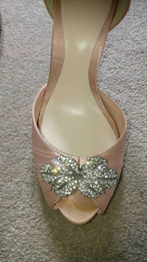 Jenny Packham pink jewel peep toe satin shoes