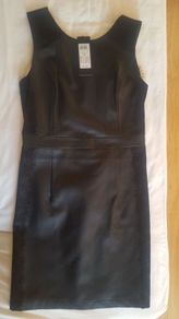Faux leather dress with lace trim