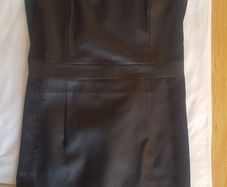 Faux leather dress with lace trim