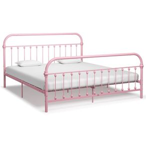 Bed Frame Pink Metal 180x200 cm