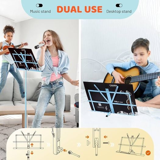 Sheet Music Stand Metal Portable with Carrying Bag, Sheet Music Folder, Projector Stand, Portable Podium Stand, Laptop Stand Pink