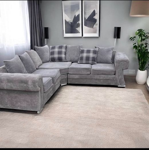Grey Verona L shaped corner sofa