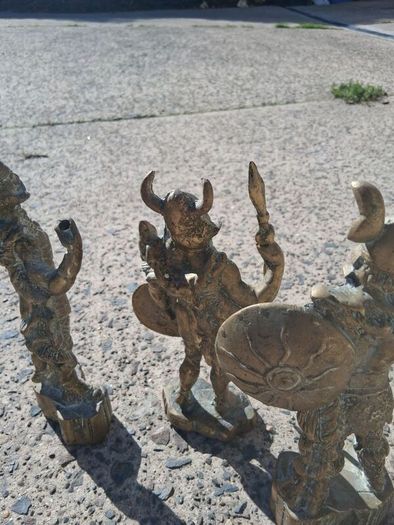 3 x Mid Century 10 inch Solid Brass Viking Warriors(6.9 kgs)