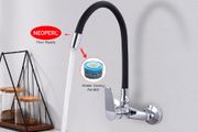 Ibergrif Wall Mounted Kitchen Tap Single Lever Mixer Tap 360 Rotation Sink tap with Adjustable Mounting Hole
