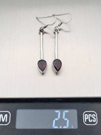 Vintage 925 Sterling Silver Garnet Earrings