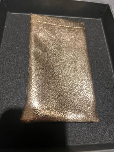 Soft Gold Metallic Leather Sunglasses Case