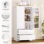 Kitchen Cupboard Tall Kitchen Cabinet Pantry Cupboard with 2 Doors Storage Free Standing Sideboard Storage Cabinet, 2 Drawers, Adjustable Shelves 60x40x120cm White Image 4