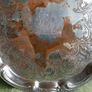Vintage  Silver Plate Round Serving Tray 10" Scroll Rim Image 4