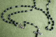 Vintage Handmade Black Wood Rosary