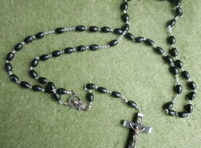 Vintage Handmade Black Wood Rosary