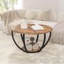 28" Round Coffee Table with Storage,2 Tier Wood Ac Image 7