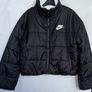 Nike Black Therma-FIT Reversible Short Fit Puffer Jacket White Fleece Coat Size M Image 2