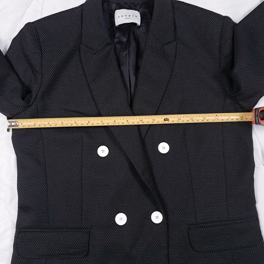 Sandro Paris Black Micro Polka Dot Double-Breasted Tailored Blazer Jacket 12UK/40EU
