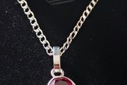 Silver Pendant with Red Garnet Stone