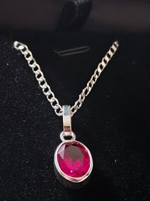 Silver Pendant with Red Garnet Stone