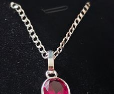 Silver Pendant with Red Garnet Stone