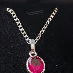 Silver Pendant with Red Garnet Stone