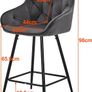 Bar Stools Set of 2 Grey Velvet Upholstered Kitchen Counter Stools with Armrest,Metal Legs and Footrest, 65cm Seat Height Pub Breakfast Chairs for Home Dining Island Easy Assembly Image 3