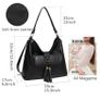 VASCHY Faux Leather Fashion Vintage Women Hobo Bag Tassel Handbag Purse Tote with Detachable Long Shoulder Strap Image 4