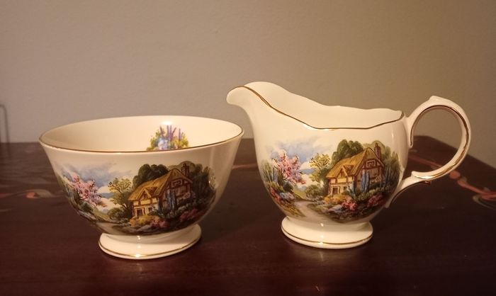 Vintage Royal Vale " Country Cottage". 22 pieces Tea Set, Bone China England.